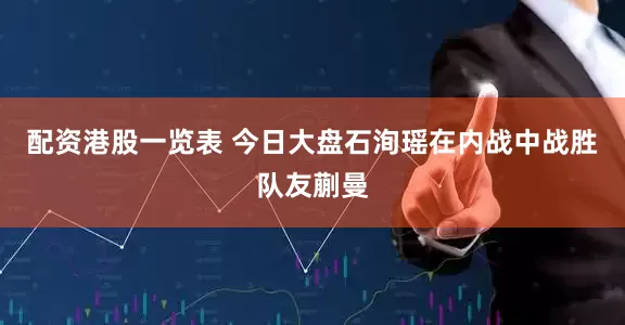 配资港股一览表 今日大盘石洵瑶在内战中战胜队友蒯曼